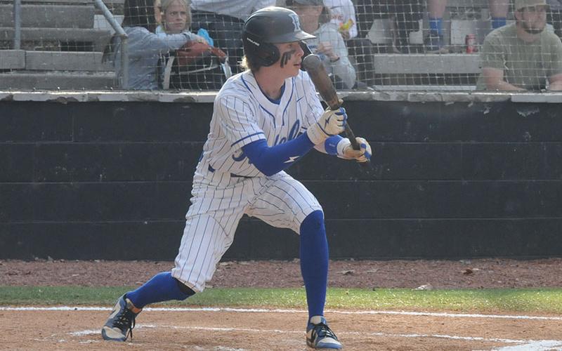 Elijah Weaver squares to bunt in a game against the Armuchee Indians.