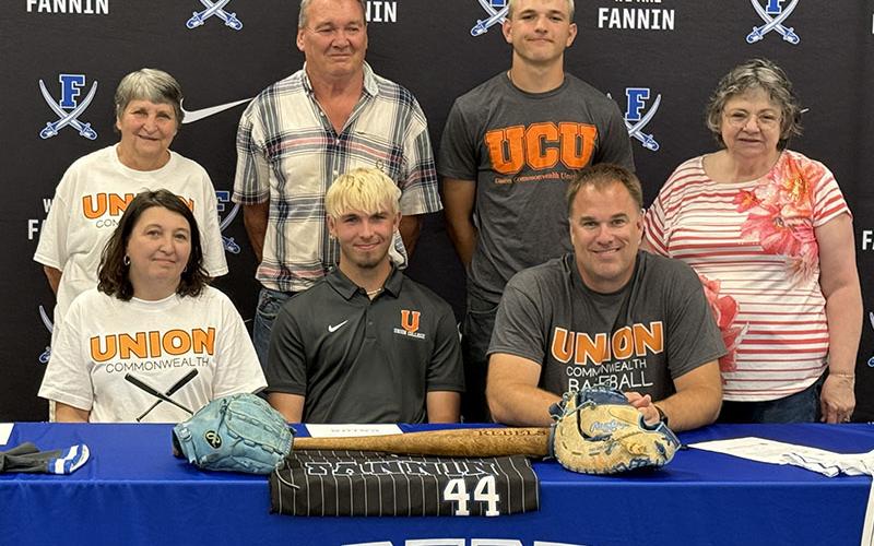 Gavin Davis is headed to Truett McConnell University to play baseball after signing a letter of intent. Shown at his signing ceremony are, from left, front, Michelle Davis, Davis, and Kevin Davis; and back, Linda Anderson, Don Anderson, Rylin Davis and Linda Gordan.