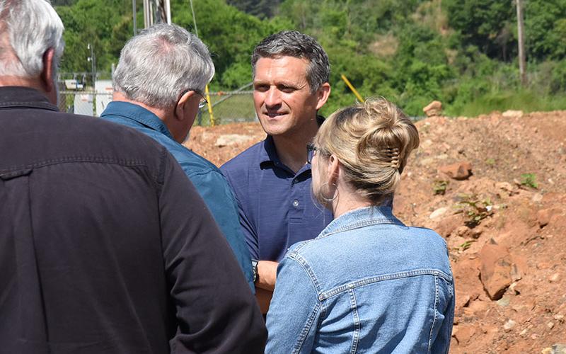 Joe Lordi, president and chief executive officer of Hedrick Industries, explains operations at the Copperhill Quarry to some of the folks who attended last Thursday morning’s Open House.
