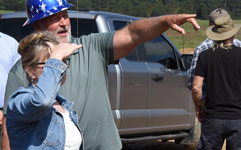 Gerald “Sambo” Hughes, superintendent of Hedrick Industries’ Copperhill Quarry, explains operations and planned improvements during an Open House last Thursday morning.