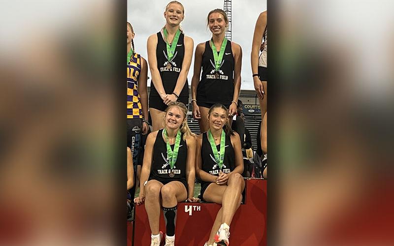 The Lady Rebels 4x400 meter relay team of Airianna Galloway, Ava Acker, Annaleigh Cheatham, and Sadie Patton finished fourth in the State Championship.