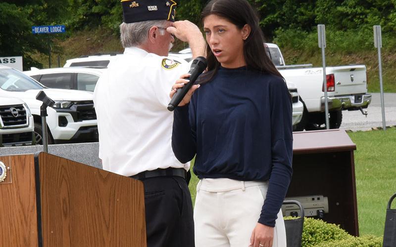 Fannin County High School graduate Reese Lindstrom and the National Anthem at the Memorial Day service at Veterans Memorial Park.