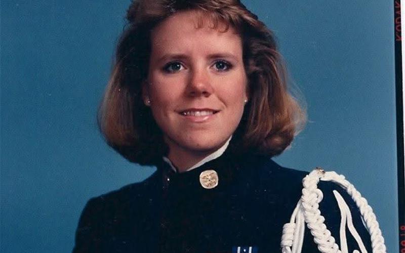 Lori Walden wears her blue Air Force dress uniform.