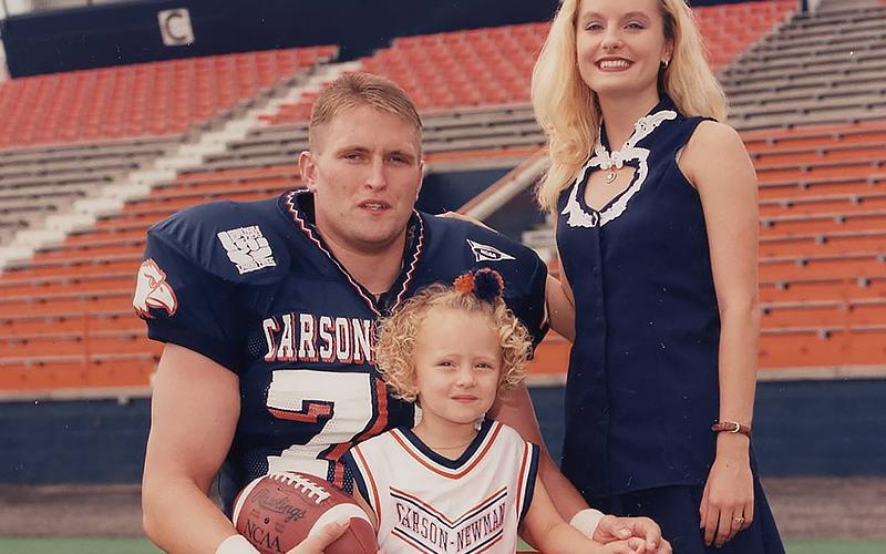 oung Alexis Collis O’Neal is shown with father Alan Collis and mother Heather Collis when Alan played for Carson-Newman University.