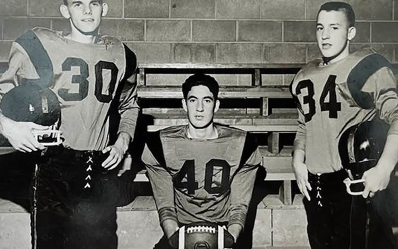 Carl Beavers (#40) is shown as EFHS football co-captain in 1961.