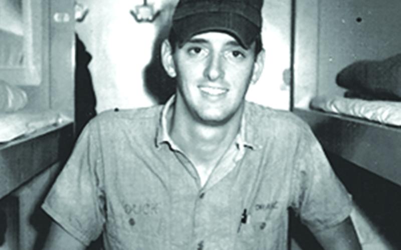 Danny Drake is shown aboard the USS Macdonough.