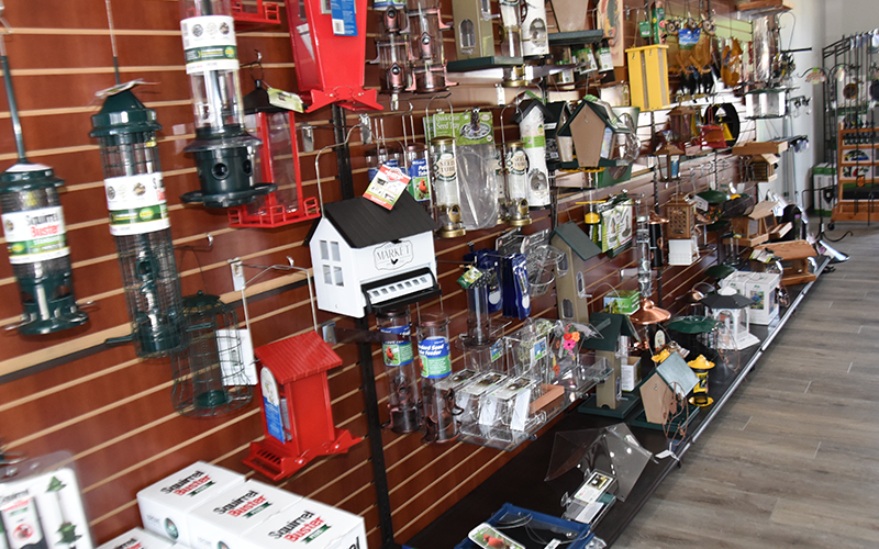 Blue Ridge Bird Seed Company carries a wide variety of accessories and supplies including bird houses, feeders, books and bird baths at its location at 416 East Main Street in Blue Ridge.