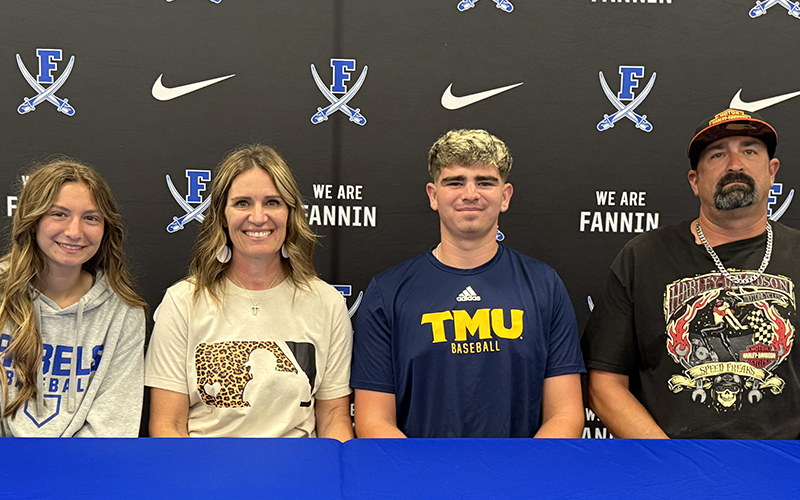 Paul Stroemer Jr. officially signed his Letter of Intent last week to play baseball for Truett McConnell University. Shown during the event are, from left, Piper Stroemer, Kim Stroemer, Paul Stroemer Jr. and Paul Stroemer Sr.