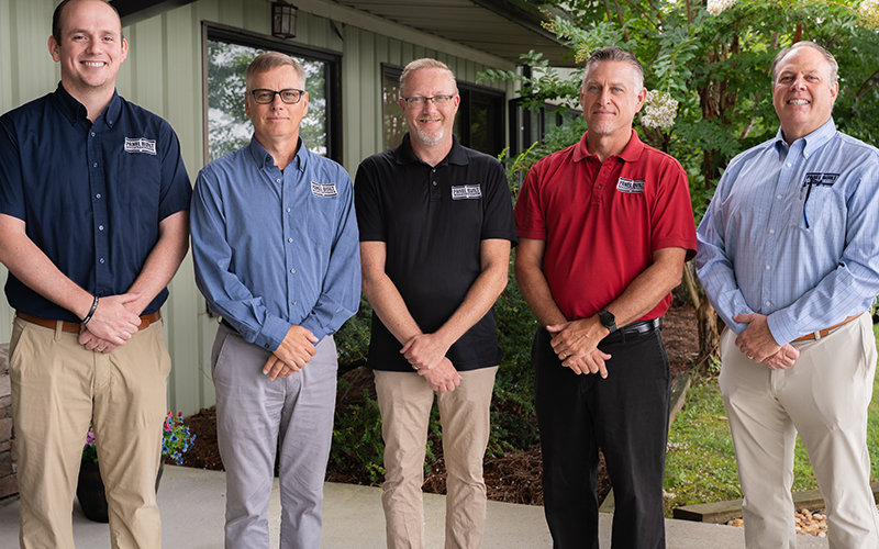 The Panel Built management team represents over 100 years of Panel Built experience. Shown are, from left, Trey Thomas, vice president Welded Steel Division; Lee Beanninger, executive vice president Panel Built; Josh Wallace, vice president Engineering; Dave Arnold, president; and Mike Kiernan, chief executive officer.