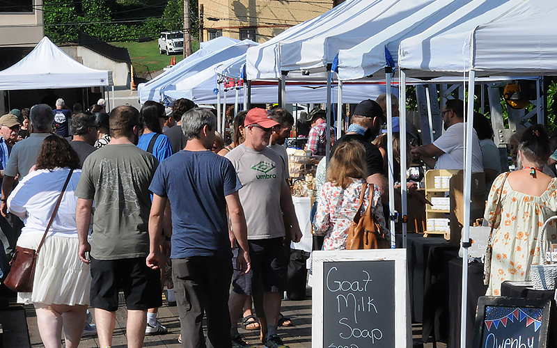 The Twin Cities Farmers Market is anchored on the steel bridge that joins McCaysville and Copperhill, providing the catalyst for the market’s success.