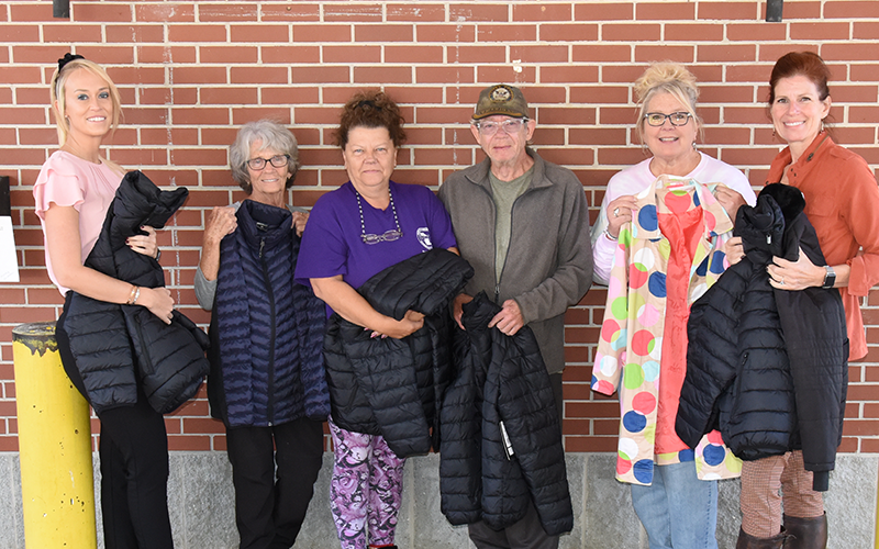 PruittHealth Blue Ridge regularly reaches out to the community through a variety of efforts. Recently, new winter coats were donated to the Fannin County Senior Center. Shown when the coats were delivered are, from left, PruittHealth Admissions Director Samantha Trantham, Hazel Martin, Tammy Mashburn, Frank Constable, Pam Godfrey, and PruittHealth Activities Director Melbay Wilder.