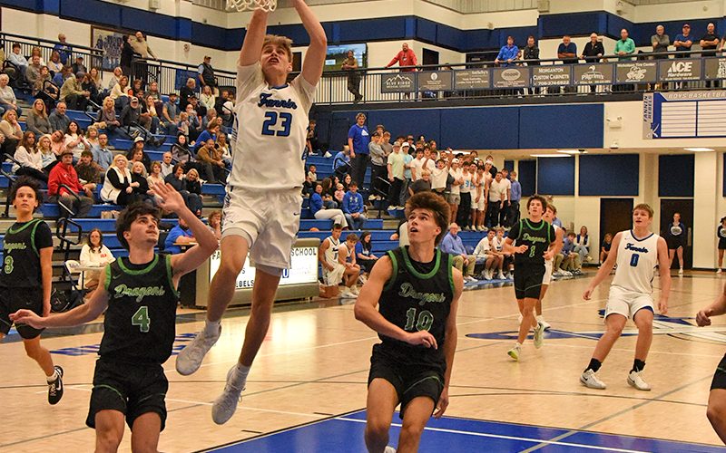 Fannin County’s Kolton Kaylor scored a double-double with 26 points and 12 rebounds as the Rebels opened their 2025-26 basketball season with a 81-64 home court win over the Pickens County Dragons.