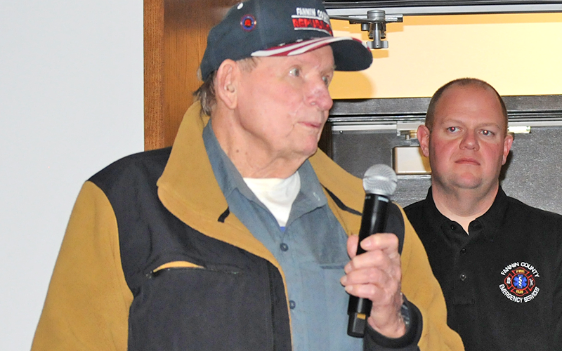 Retiring Fannin County Firefighter Bill Marsh was honored at the annual Christmas dinner. Marsh started working with fire departments in 1958.