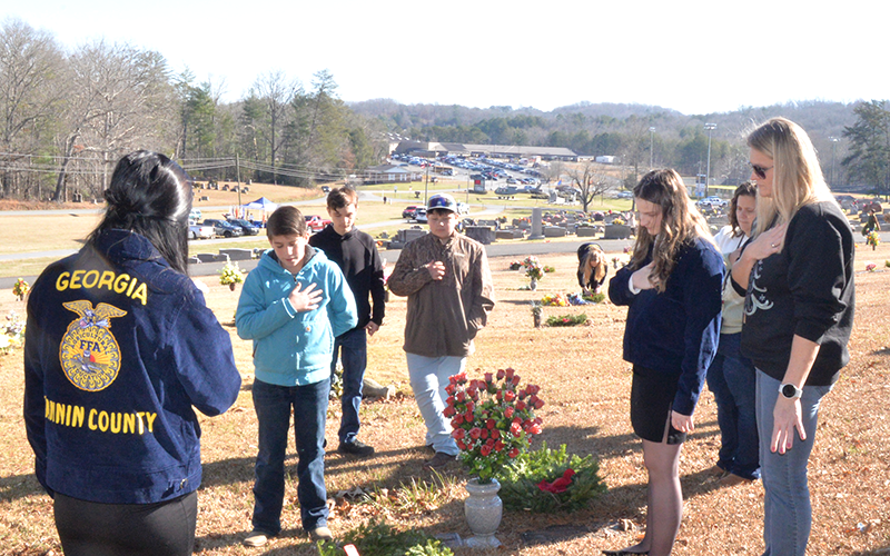 Fannin County FFA members and supporters pay their respects during Wreaths Across America December 13 at Chastain Memorial Cemetery in Blue Ridge.