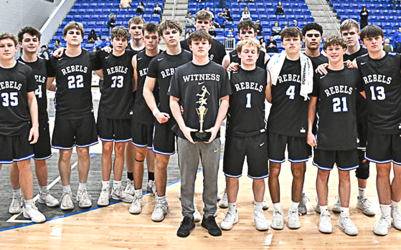 The Fannin County Rebels display the Runner Ups trophy they came home with from the Region Tournament Saturday night at Armuchee High School in Rome - Photo courtesy of All Star Photos