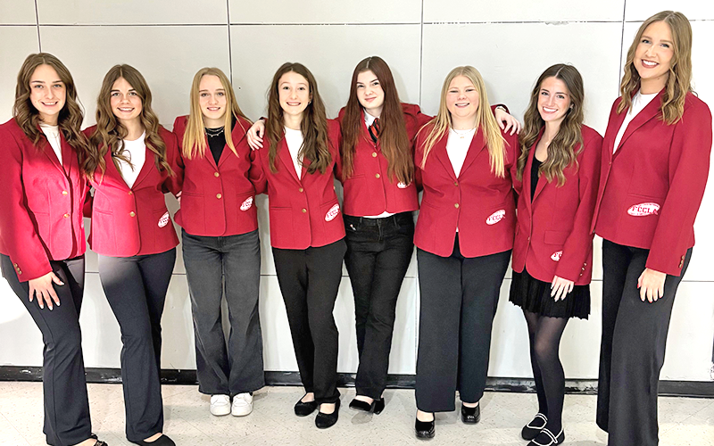 Several members of the Family, Career and Community Leaders of America (FCCLA) at Fannin County High School  returned from region competition having earned the right to move on to the state level. Shown at the region event are, from left, Kadence Mashburn, Jadyn Humanes, Jacquelyn Cline, Lana Cook, Kinsley Parks, Lyla Webb, Adeline Beavers, and Eva McNelley.