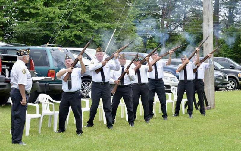 News Observer photo/Mollie Morrow - Members of the North Georgia Honor Guard perform the Rifle Salute during the annual Memorial Day ceremony at the Fannin County Veterans Memorial Park in Blue Ridge May 25.
