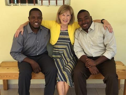 Pam Reifnsyder is shown with her “Haitian sons” Mexny and Anson. Mexny, left, is the son of the founders of the orphanage that Reifsnyder’s church supports.