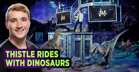 Aaron Thistle, a Blue Ridge native, plays a motorcycle-weilding ACU soldier and a bike stunt double for the main character “Chad” in Jurassic World Live Tour, a live entertainment experience. He is currently performing with the franchise across the United States.