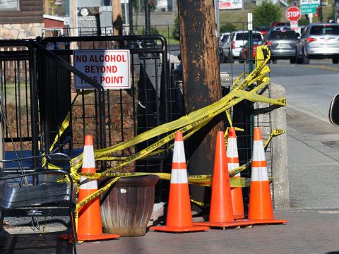 A sink hole has caused part of the sidewalk along Blue Ridge Drive in McCaysville to crumble and collapse. The situation has existed since around Halloween.
