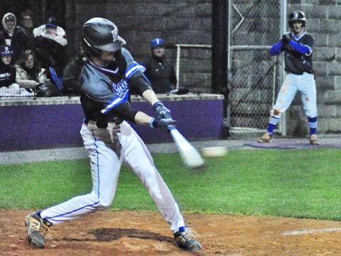 Fannin Rebel Carson Beavers unloads on a pitch in recent action for the Fannin County Rebels baseball team.