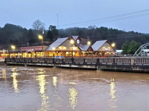 The Toccoa River quickly rose to near the bottom of William T. “Boss” Mull Memorial Bridge in McCaysville Thursday, February 6. Heavy rains caused high water across the area and conditions were expected to worsen this week as a heavy weekend snow was being followeda by more heavy rain Monday and Tuesday morning. Officials were warning citizens to be cautious in areas of high water.