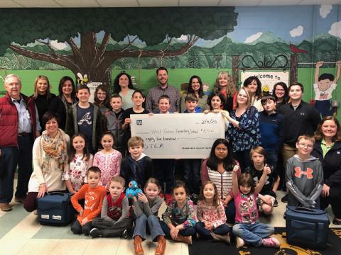 West Fannin Elementary School recently received $8,500 in grant funds from the Tennessee Valley Authority and Bicentennial Volunteers Incorporated for STEM projects. Shown with the TVA check are West Fannin students and staff.