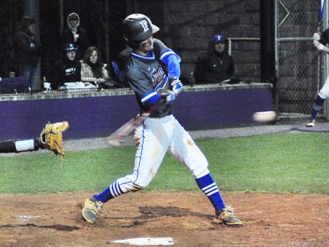 Fannin Rebel Wyatt Rogers unloads on a pitch in recent action for the Fannin Rebel baseball team.