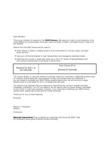 Sample United States Census Invitation Letter