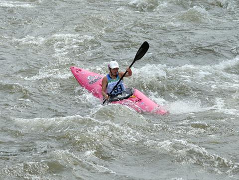 Olivia McGinnis fights the rapids at the Ocoee Whitewater Center on the Ocoee River.