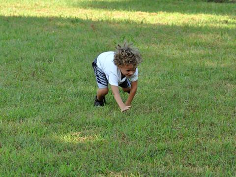 Preston Finney bear crawls during the Copper Basin rec football practice Thursday, July 16.