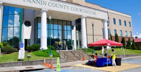 American Property Restoration, who specialize in COVID-19 sanitation and cleaning, were out at the Fannin County Courthouse Thursday, July 9, cleaning up after multiple employees reported that they were exhibiting symptoms of the virus.