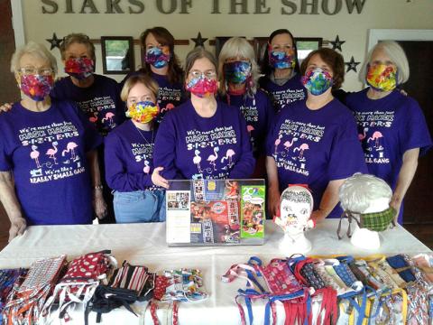 “The Sisters of Perpetual Sewing”, or the Blue Ridge Community Theater’s costume department, made over 2,000 face masks to combat the shortage that arose in late March. “Sisters” shown with their craft are, from left, Wanda Jefferson, Janet Locke, Olivia DeLoy, Nancy Staley, Kim Wescott, Deb Chavez, Renee Roberts, Pam Wilson and Sue Hoagland.