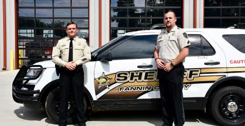 Fannin County Sherriff’s Office Investigator Gary Edwards, left, and Corporal Dustin Carder responded to a vehicle accident where they administered Narcan to a citizen, saving his life, Tuesday, June 30.