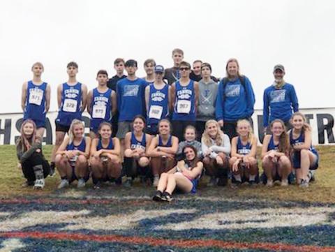 The Fannin Rebel and Lady Rebel cross country teams ran in the state cross country meet in Carrollton, Georgia, Saturday, November 7. Shown following the state meet are, from left, front, Monica Cosentino holding Boone the dog; middle row, Erin Jones, Hannah Sosebee, Taylor Poland, Kristin Cipich, Kinsley Sullivan, Taber Pass, Teagan Cioffi, Carlee Holloway, Olivia Temples and Shaylee Jones; and back row, Jacob Keppal, Jake Jones, Zechariah Prater, Phoenix Leifer, Daniel Espinosa Garcia, James Kyle, Luke Ca