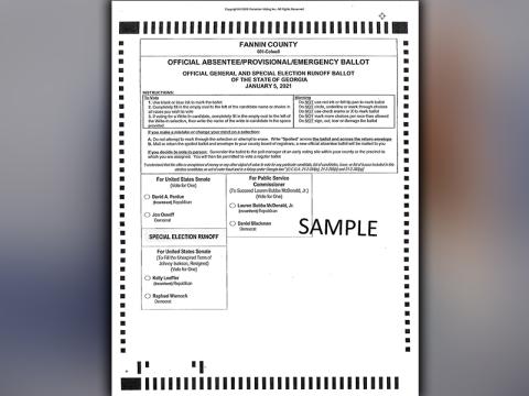 January 7, 2021's General Election Runoff Sample Ballot
