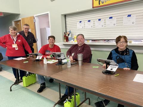 Fannin County Election Office staff and poll workers across the county’s 12 precincts ensured Fannin County voters were able to cast their ballots in the January 5, 2021 General Election Runoff either through early voting, absentee by mail ballot or Election Day voting. Poll workers shown at the Toccoa precinct on Election Day are, from left,  Sharon Brewer, Jeff Paint, Marco Falgiano, Jim and Angela Huffstetler.