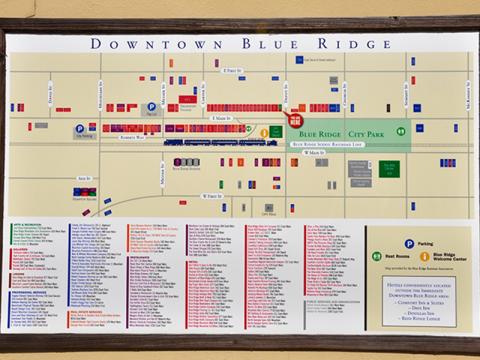 The many small businesses in Blue Ridge, many shown on this downtown kiosk, Riverwalk Shops in McCaysville and Ed’s Supply Company in the county’s spec building are all examples of the county’s strong small business economy.