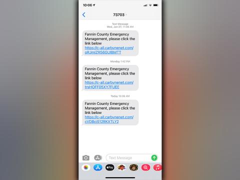 You need help and have called 911. Even if you have poor cell phone service or can't talk for some reason, the Fannin County E-911 center can still get help on the way. These screen shots show what you'll see. An automatic message is sent to every cell phone call placed. Using a smartphone, these screens appear in sequence, showing how to allow the phone to be used for an exact location, the camera so your situation can be viewed, and the screen allowing a text message.