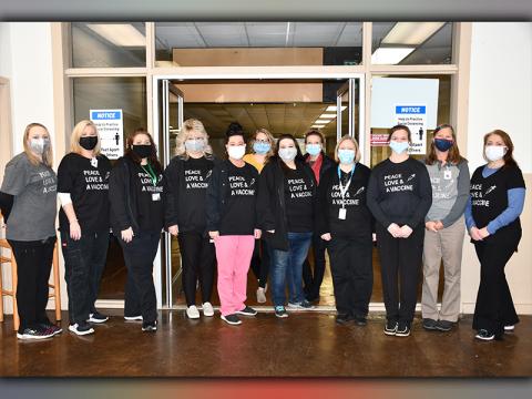 The Fannin County Health Department will now administer COVID-19 vaccinations at the Kiwanis Club of Blue Ridge facility on Jones Street in Blue Ridge in order to accommodate the high volume of vaccinations currently scheduled. Shown preparing to administer vaccines are, from left, Amanda Gibbs, Kristin Long, Sandi Barton, Angel Graham, Hollye Petty, Lauren Graham, Melissa Chastain, Patsy Reed, Amy Hilliard, Amie Dodson, Hollie Strickland and Raquel Wiggins.