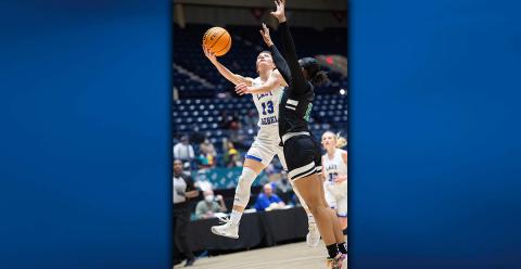 Fannin County’s Becca Ledford goes up for two of her 14 points against the Josey Lady Eagles in the AA Girls State Basketball Championship game in Macon Thursday, March 11. The Lady Rebels set the pace for three of four quarters, but couldn’t hold on in the last eight minutes for the victory.