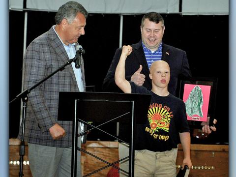 Members of Mountain Area Christian Academy and student Austin Pankey, front, helped thank Georgia State Senator Steve Gooch, left, and District 9 Representative Will Wade for their part in the passing of SB 47, which expands eligibility under the Georgia Special Needs Scholarship Act.