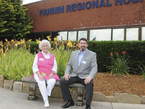 Jason Jones, chief executive officer at Fannin Regional Hospital, talked about the return of the Pink Ladies with auxiliary President Shirley Copeland last week.