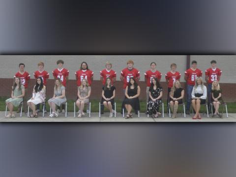 Copper Basin High School will have their 2021 homecoming ceremony Friday, October 15, during halftime of the Cougars and Bradley Knights game. Members of the homecoming court are, from left, front, freshman Zoe Green, sophomore Sarah Collis, junior Brintlie Beach, senior Channing Beach, senior Albani Dotson, senior Ally Foster, senior Laney Jory, junior Destiny Pittman, junior Sapporiah Ross and sophomore Emily Miller; and back, freshman Carder Lance, sophomore Kelle Shroth, junior Cadan Williams, senior Br
