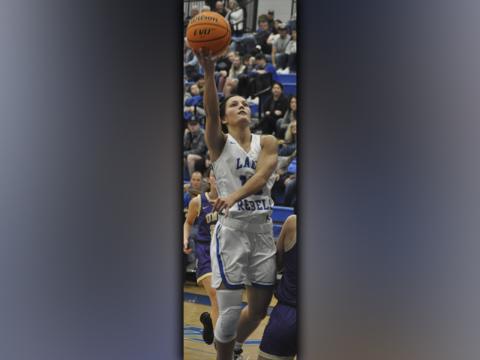 Lady Rebel Becca Ledford goes up for a two-point basket during the Lady Rebels win over Union County Saturday, December 11.