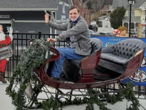Jonathan Waters, a client from the Mineral Springs Center, enjoys an outing in downtown Blue Ridge. 