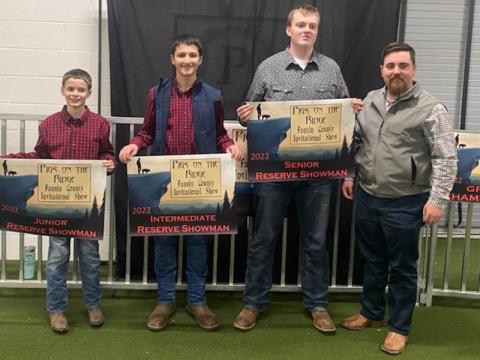 Shown during Pigs on the Ridge are,  from left, Brenden Matteson, Ethan Deal, Slade Epperson and Kam Childers.