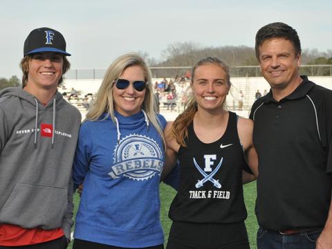 Senior Kinsley Sullivan was escorted by her family. Shown are, from left, brother Lawson Sullivan, mother Jennifer Sullivan, Sullivan and father Ryan Sullivan. 