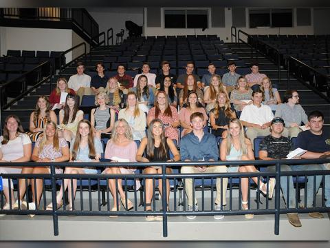 Shown are, front row, from left, Rachel Bruce, Rachael Jessen, Hannah McSwain, Sydney McGill, Taylor Poland, Payton Roath, Haylee Newton, Dalton Bailey and Kaleb Couch; Second row, from left, Avery Martin, Kathryn Young, Kenna Verner, Jacklyn Harris, Kaylie Kendall, Becca Ledford, Kinsley Sullivan, Coy Mealer and Jonathan Page. Third row, from left, Heidi Ray, Lillian Davis, Erin Gonzales, Lizbeth Acevado-Montoya, Carly Cox, Kailtyn White, Haley Ensley and Riley Davis; back row, from left, Rob Russell, Cate