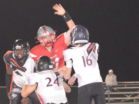 Region 3A Lineman of the Year Addison Hook rushes the passer for Copper Basin’s Cougars.